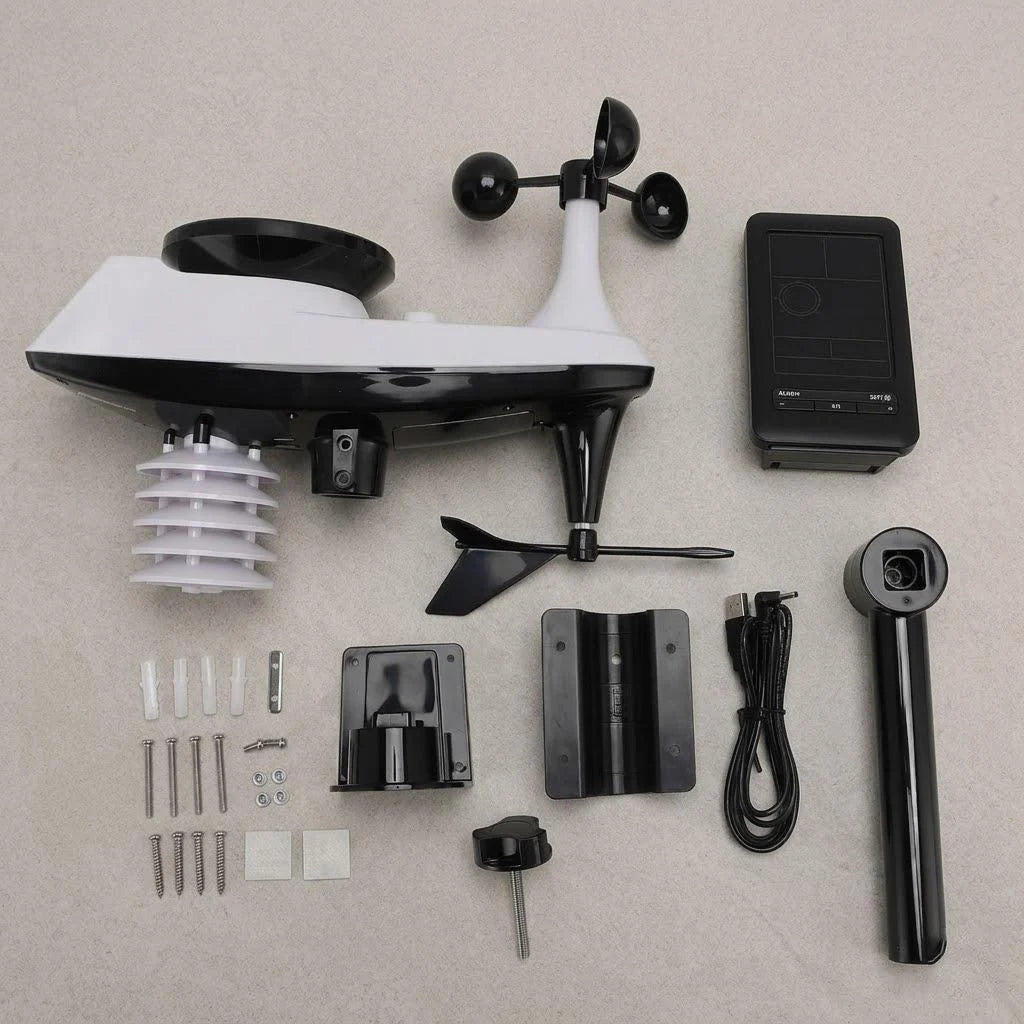 Smart Home Weather Station APP Control Monitor Temperature Humidity UV Index Wind Rainfall Auto Timer Perpetual Calendar