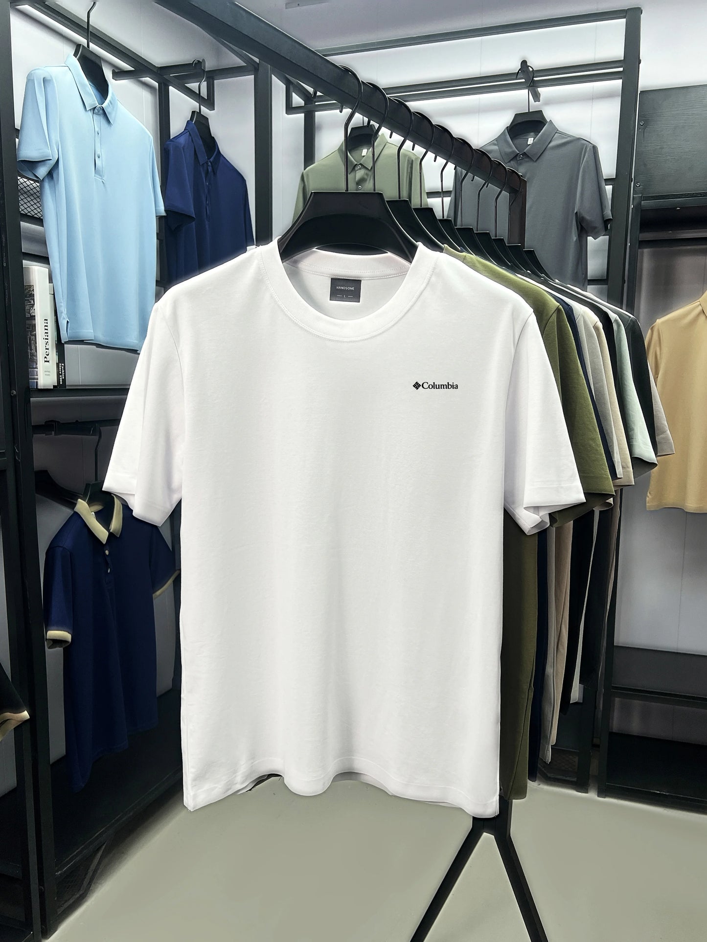 Summer solid color men's simple and luxurious embroidered round neck short sleeve T-shirt top comfort breath for daily commuting