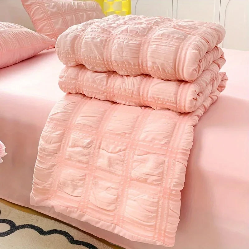 Modern Bedroom Bedding Kit Lightweight Seersucker Quilt Set Soft Breathable Comfortable Bed Linen For Year Round Daily Use