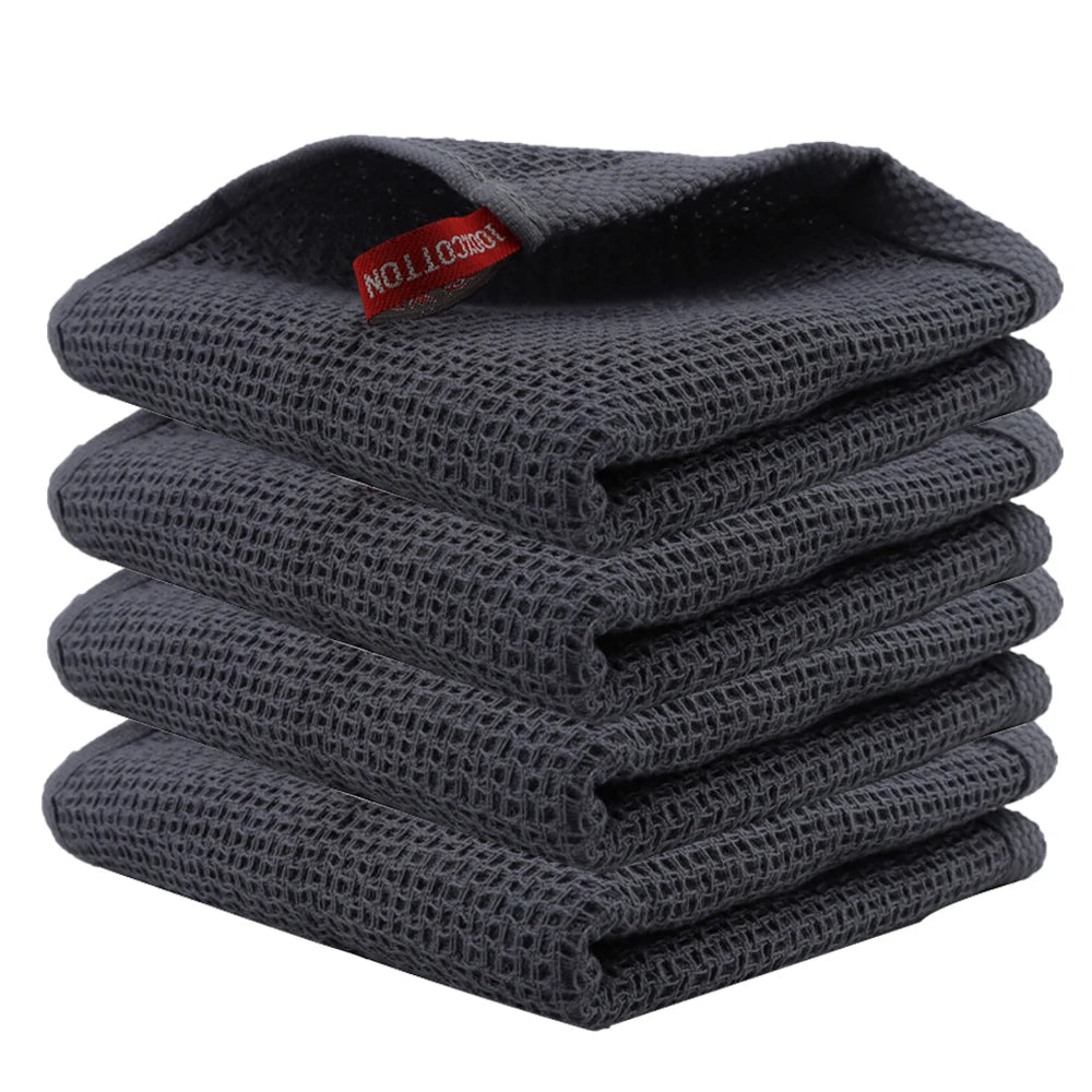 4Pcs Cotton Kitchen Towel Ultra Soft Magic Cleaning Cloth Absorbent Cleaning Rags Thickened Wipe Cloths Dishcloth