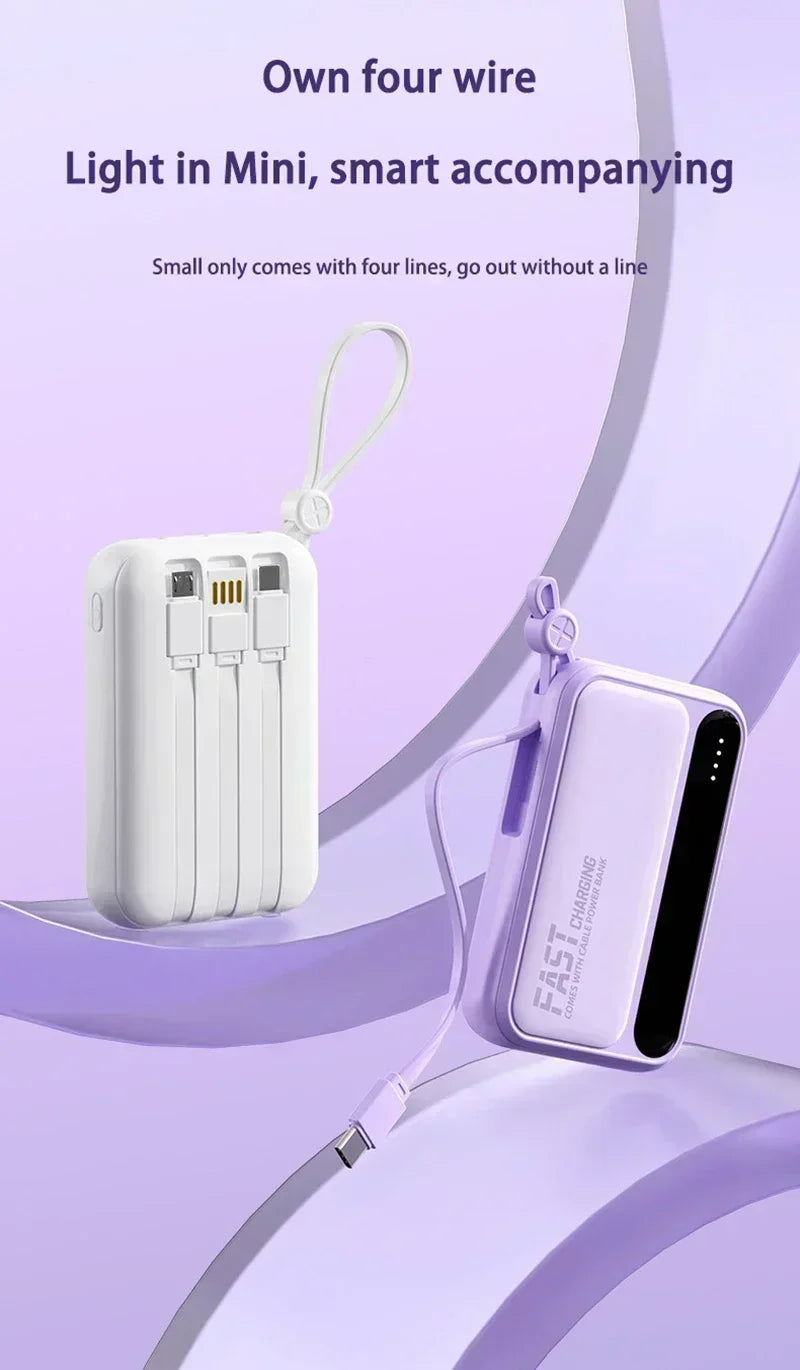 VIVO 500000mAh Power Bank Built in 4 Lines Large Capacity Super Fast Charging Portable External Battery for All Phones 2026 NEW