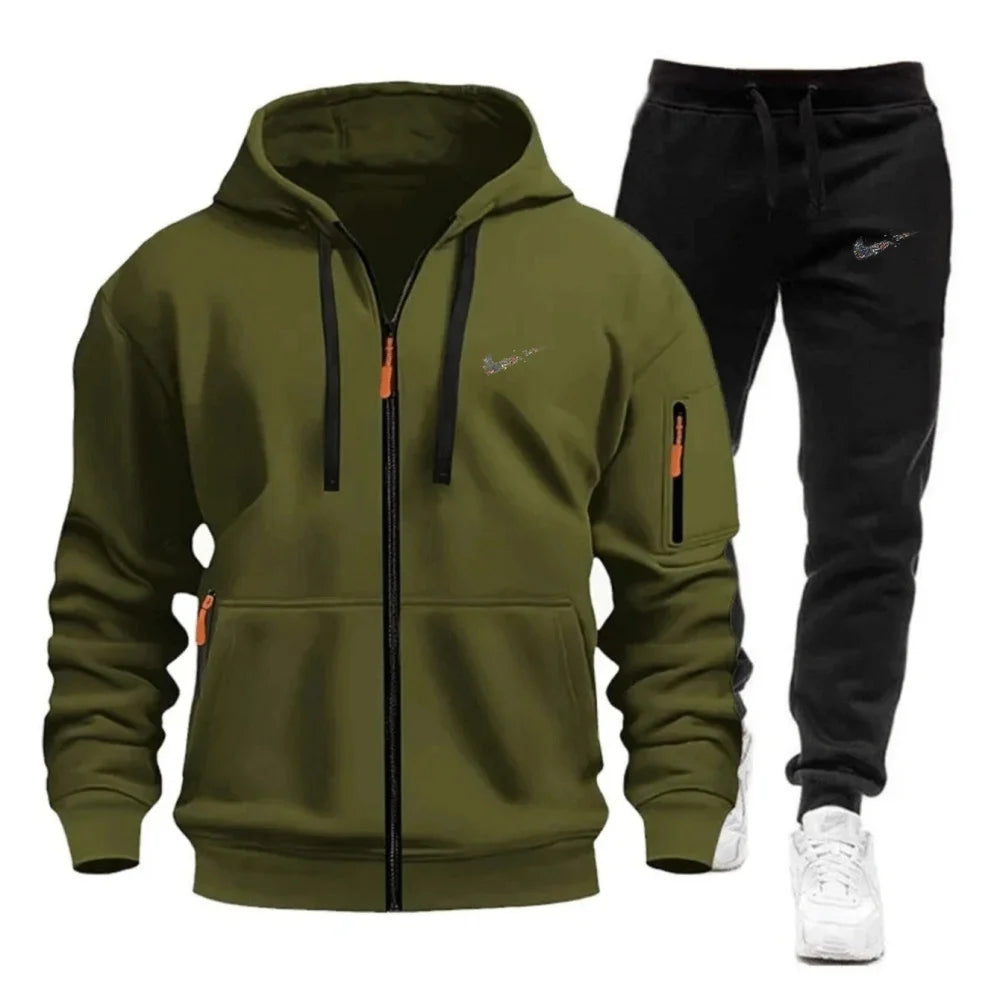 Men's 2-Piece Tracksuit Set Hooded Sweatshirt And Drawstring Pants Sportswear for Running Male Hoodies Unisex Autumn Sportwear