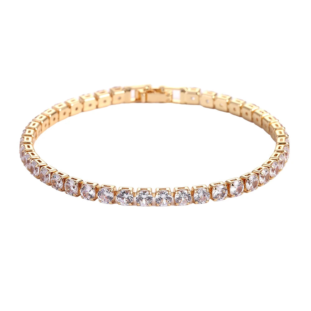 4mm Micro-inlaid Zircon Tennis Bracelet for Women 2025 New Men Bracelet Homme Jewelry Accessories Wholesale