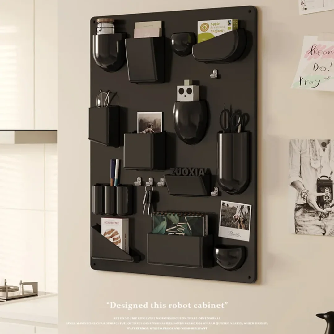 Wall-mounted Storage Rack with Hooks for Office, Kitchen and Workshop Children's Room Organizer with Adjustable Shelves