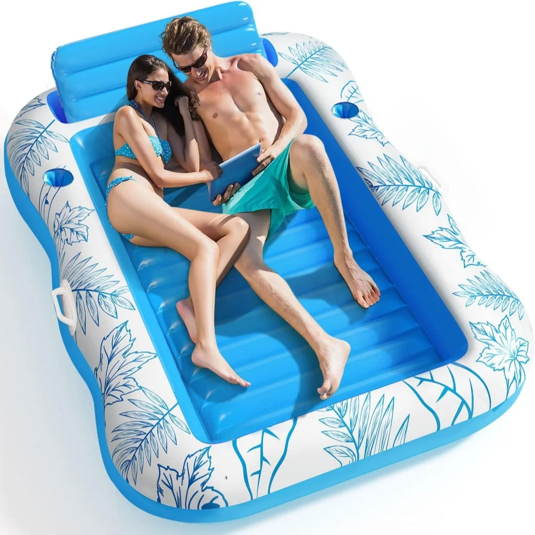 Extra Thick Oversized Pool Floating Sun Lounger, Comfortable Buoyant Sunbathing Mat for Swimming Pool, Beach, Lawn Outdoor