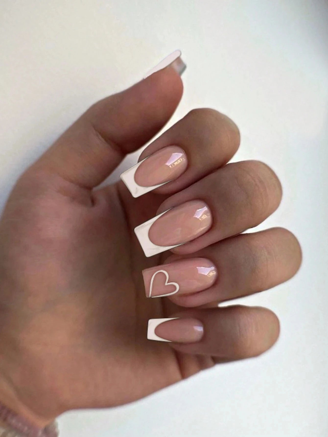 ARTAUG 24PCS Medium Ballerina Pink Nails Black French Tip Press On Nails Press On Nails Love Design Summer Nails Tipsy Cute Nail