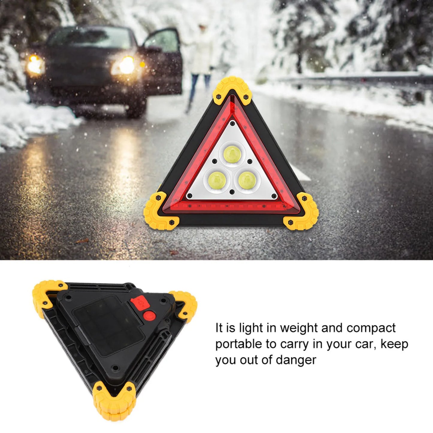 30W Multifunction Car Breakdown Emergency Safety Triangle Stop Sign with Red LED Warning Light LED Triangle Light Car Stop Sign
