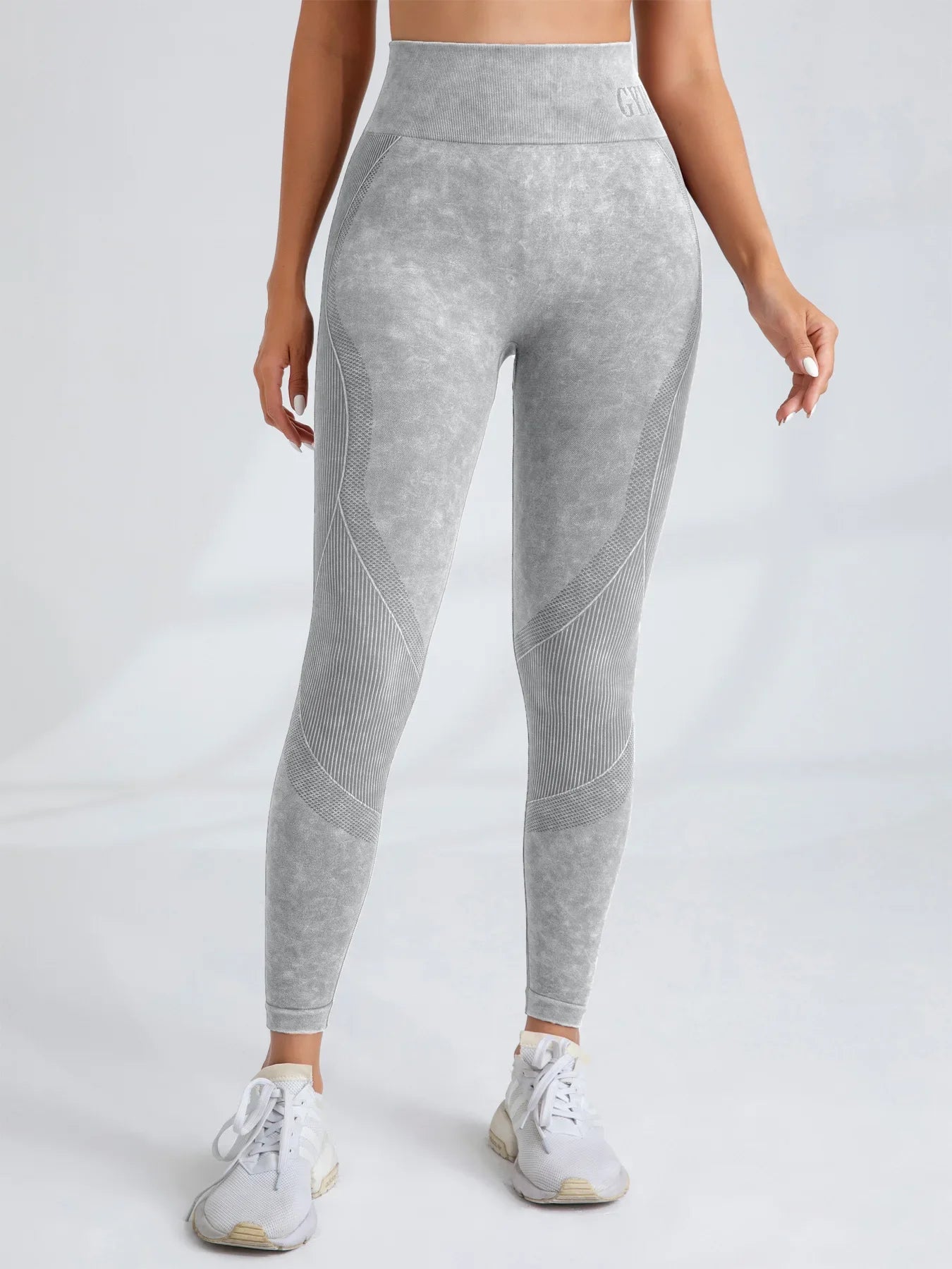 Women Seamless Gym High Waist Yoga Pants Hip Lifting Outdoor Sports Tight Waist Letter Sand Washed Pants Exercise Yoga Leggings