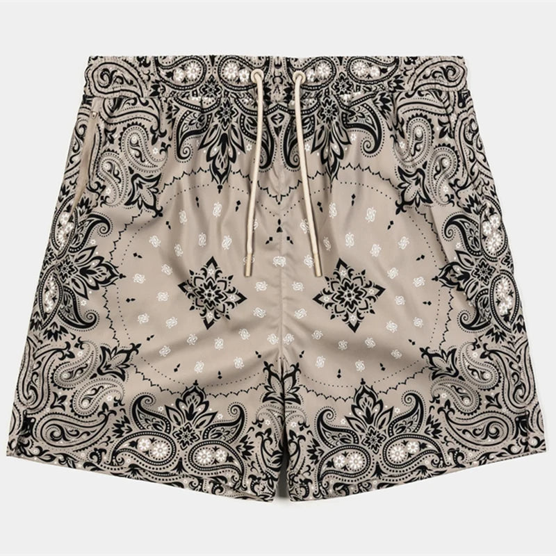 Beach sandal shorts with 3D print, men's casual retro shorts for summer, breathable and quick-drying sports and fitness shorts