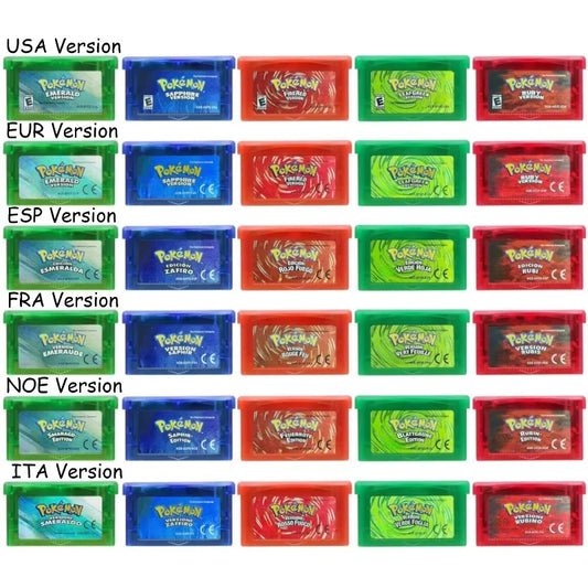 USA/EUR/ESP/ITA/NOE/FRA Pokemon Series Video Game Cartridge Pokemon Emerald FireRed LeafGreen Ruby Sapphire for GBA