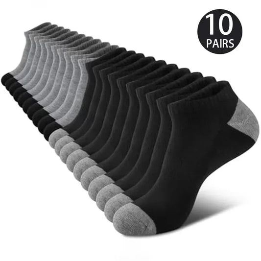 1/5/10Pairs Of Comfortable Breathable Socks Sweat Absorbing Odor Proof Low Cut Solid Color Socks Suitable For Outdoor Activities