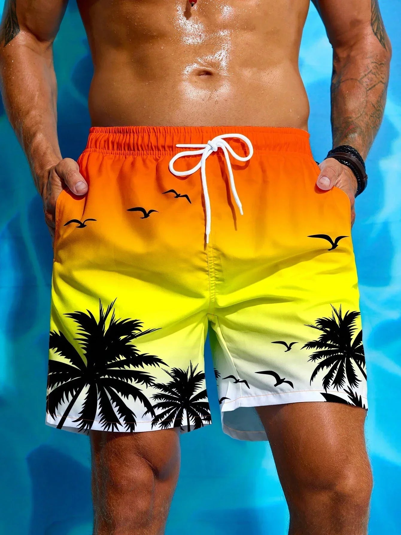 2024 Summer Hawaiian Beach Shorts Holiday Casual Colorful Plaid Print Sportswear Quick Drying Trunks Ice Shorts Hawaii Swimsuit