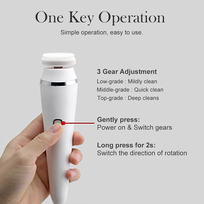 Facial Cleansing Brush 4 in 1 Electric Rechargeable Waterproof Rotating Face Cleaner Deep Pore Cleansing Skin Care Tool