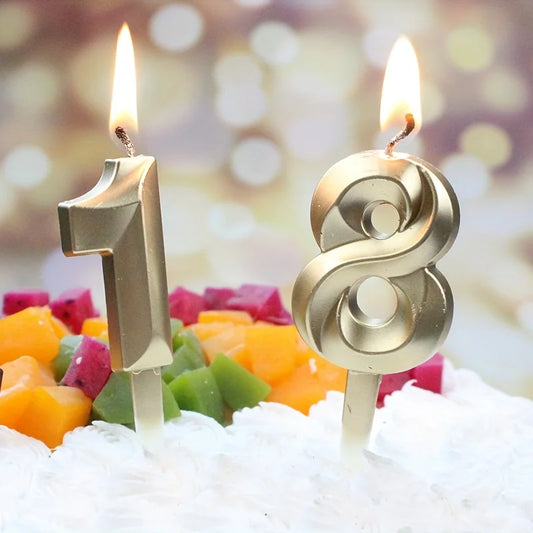 Creative Gold Diamond Number Candle Large 3D Birthday Cake Topper Decoration Party Supplies Anniversary Celebration Age Candle