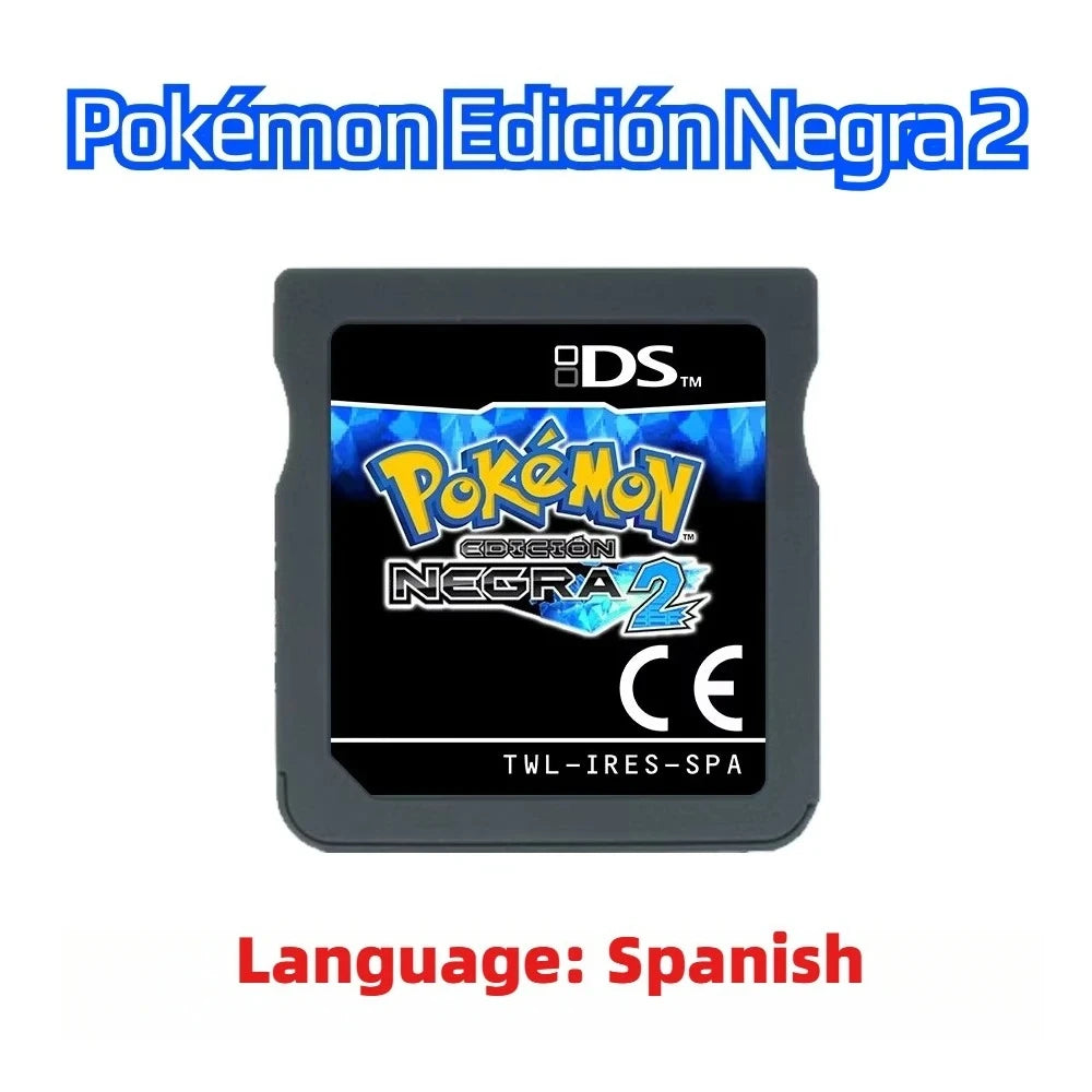 DS Game Card ， Soul Silver Heart Shaped Gold Pearl Diamond Black 2 White 2 ，Console game cartridge ，Spain Language