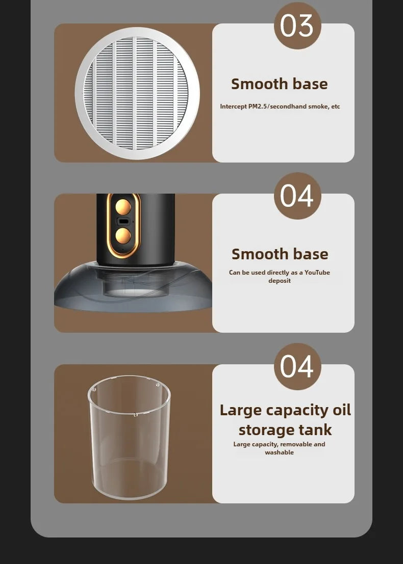 Small desktop range hood, portable charging, deodorization, air filtration, smoking machine, barbecue, hotpot companion.