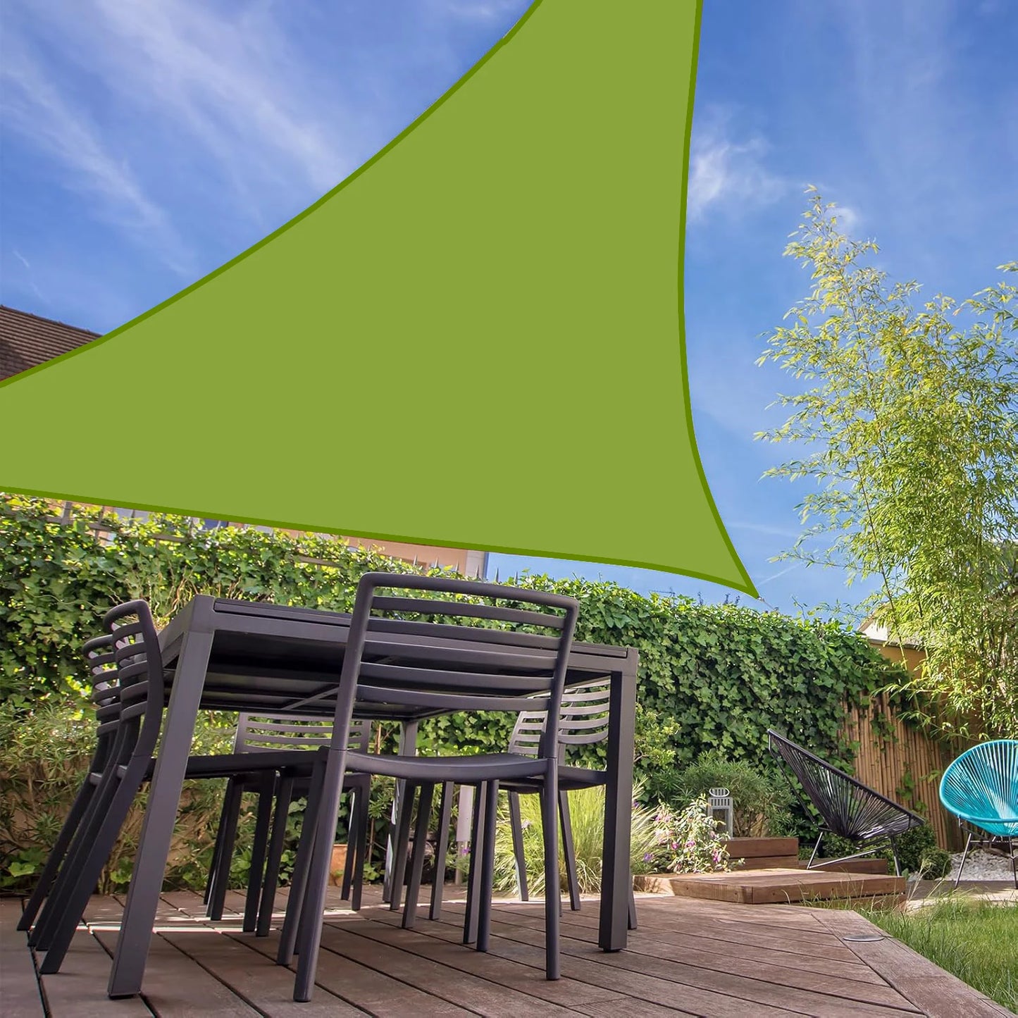 Portable  Triangle Sun Shade Sail, Easy-Install Shade Canopy for Pool Deck Party Playground green/grey orange