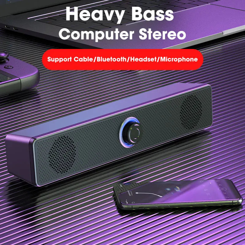HOMEFISH  BT5.0 Soundbar Speaker Wired Wireless Dual Mode 9D Surround Stereo Bass Anti-Interference for PC TV Phone Gaming