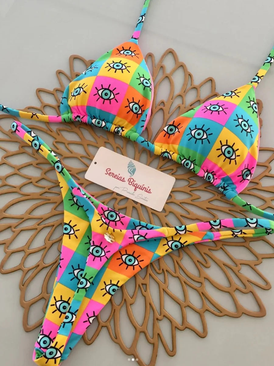 Push Up Bikini 2026 Sexy Women Swimsuit Female Swimwear Micro Bikini Set Bandeau Swimming Suit Beachwear Print Brazilian Biquini