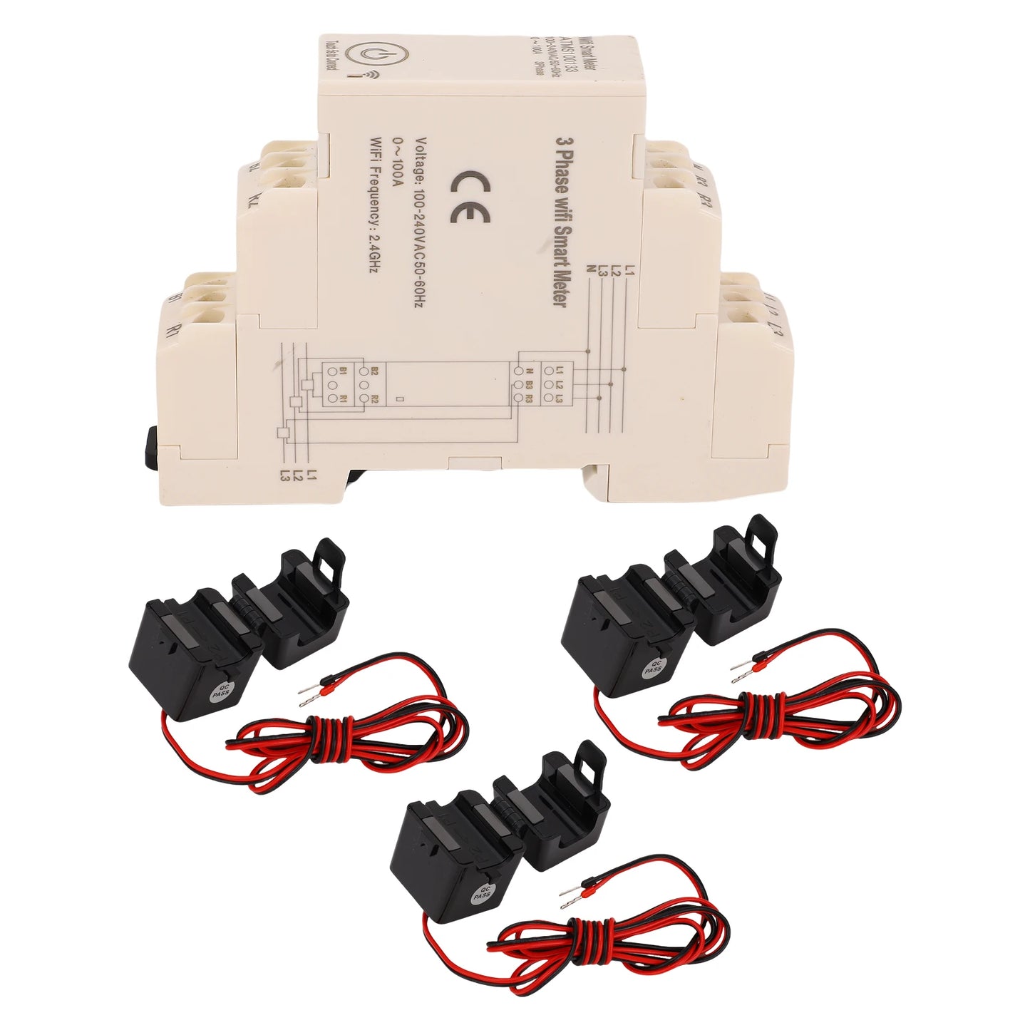 Smart Energy Meter 3 Phase Remote Control Smart Electricity Meter APP Monitoring Real Time Data with 3 Current Sensors for Home