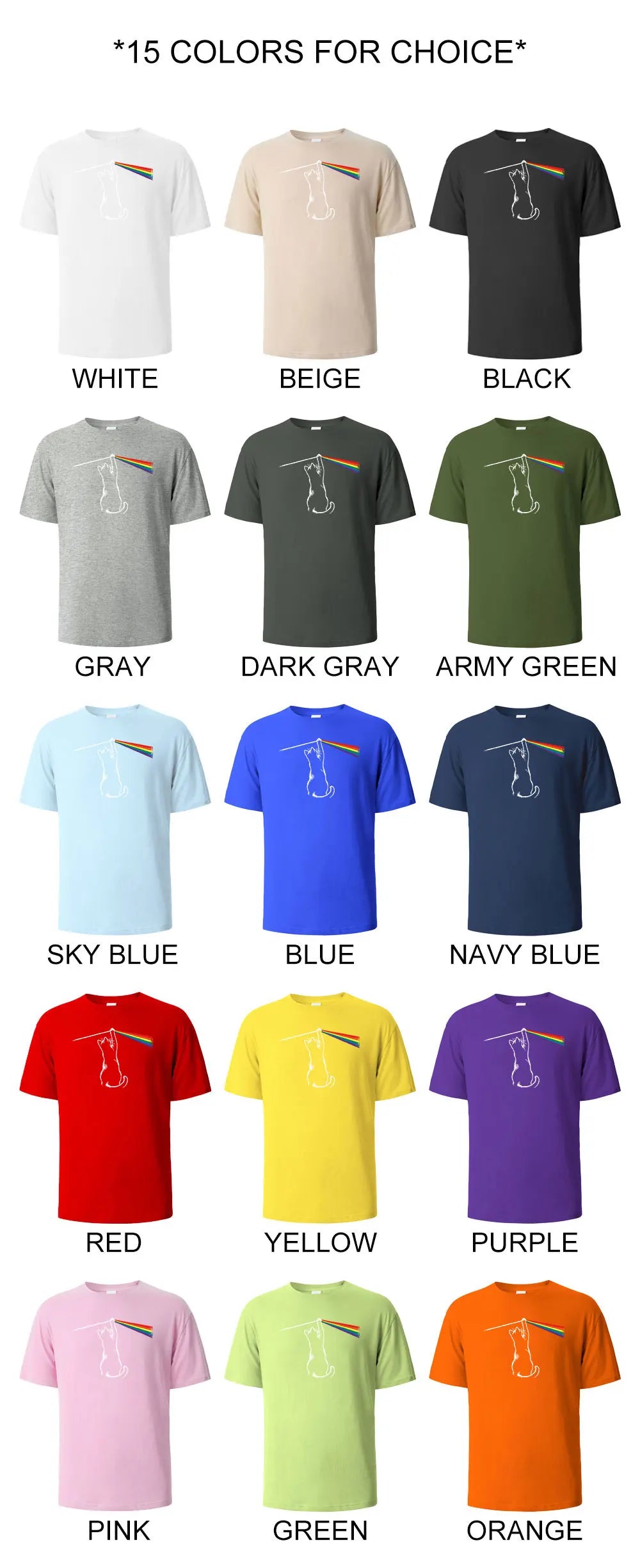 Cat Light Simplicity Printed Men's T-Shirts 100%Cotton Breathable Comfortable Tops For Men Summer O-neck Oversize Men Clothing