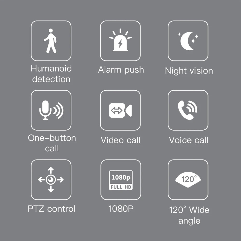 Security WIFI Camera with Screen Watch 1080P Two-way Audio Video Calling PTZ Home CCTV Surveillance Wi-Fi Baby Monitor Camera