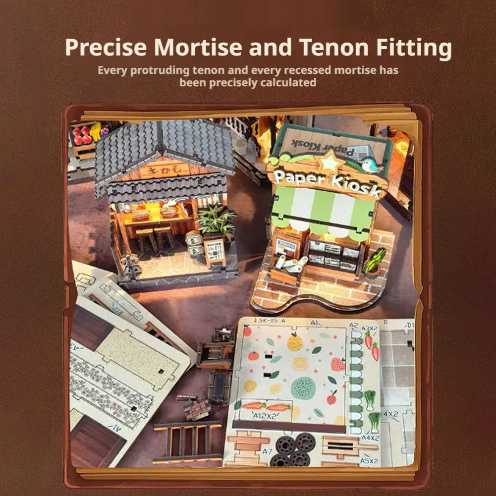 Creative Bookstore Desktop Decoration DIY Book Home Wooden Building 3D Hand-assembled Building Model Highquality Furnishing Gift