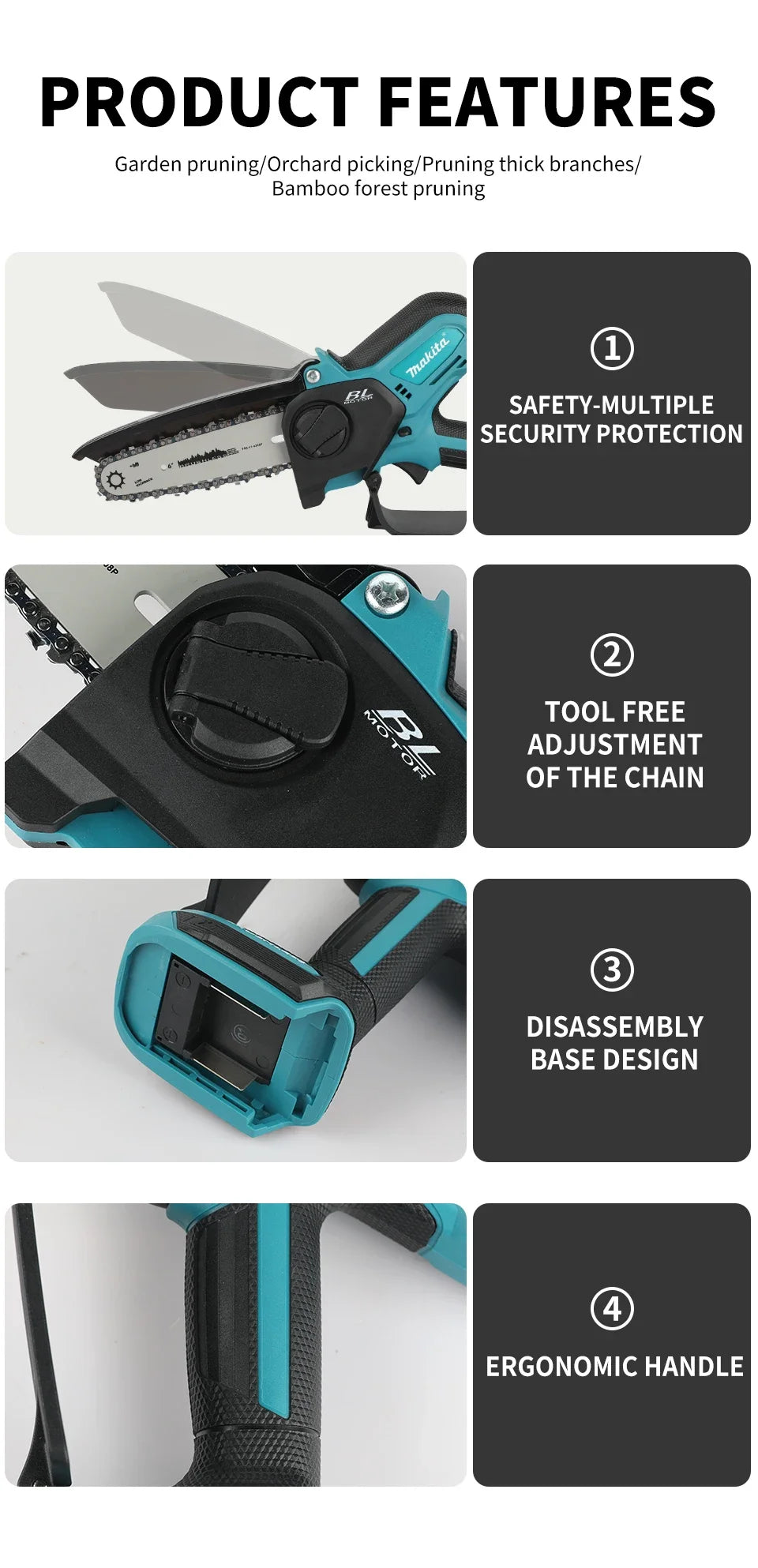 Makita 18V Cordless Chainsaw for Woodworking with Small Handheld Electric 6-inch Logging Sawzall Mini Portable Chainsaw