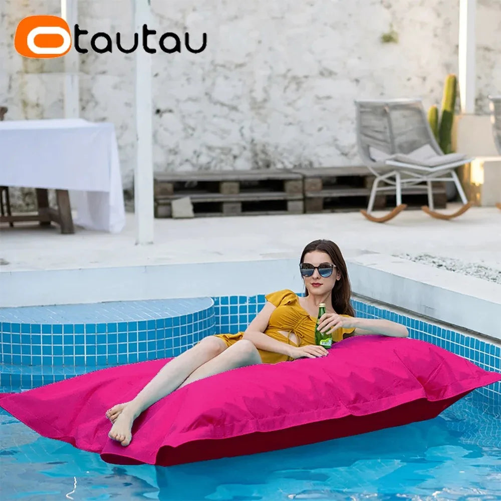 OTAUTAU Retangular Swimming Pool Floating Bean Bag Pouf Cover No Filler Waterproof Beach Pillow Sac Sofa Bed Chaise Lounge DD034
