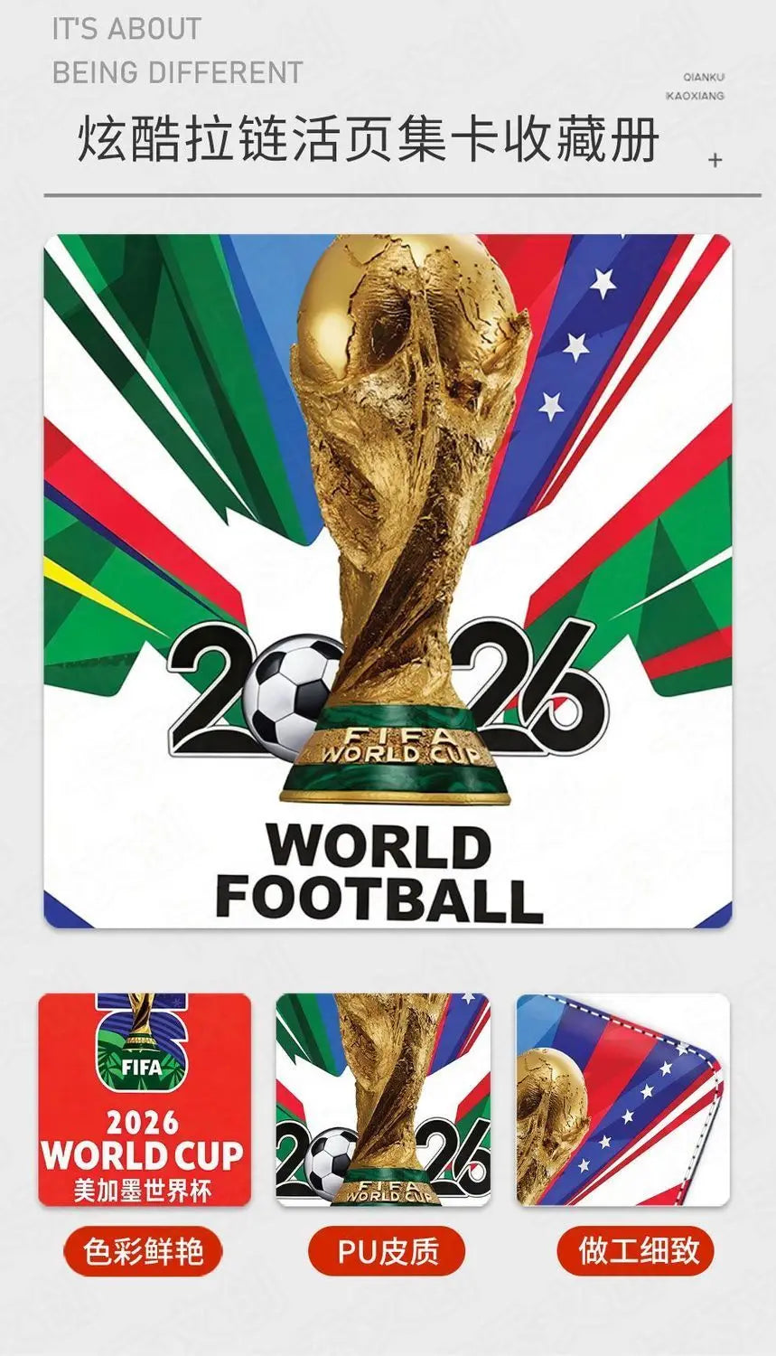 400/900pcs World Cup Football Star Card Album Book Folder 4/9 TCG Card Slots Collections Zipper Card Binder Holder