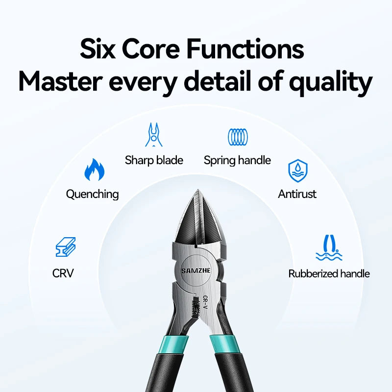 SAMZHE Pliers Multi Functional Tools Electrical Wire Cable Cutters Cutting Side Snips Flush Stainless Steel Nipper Hand Tools