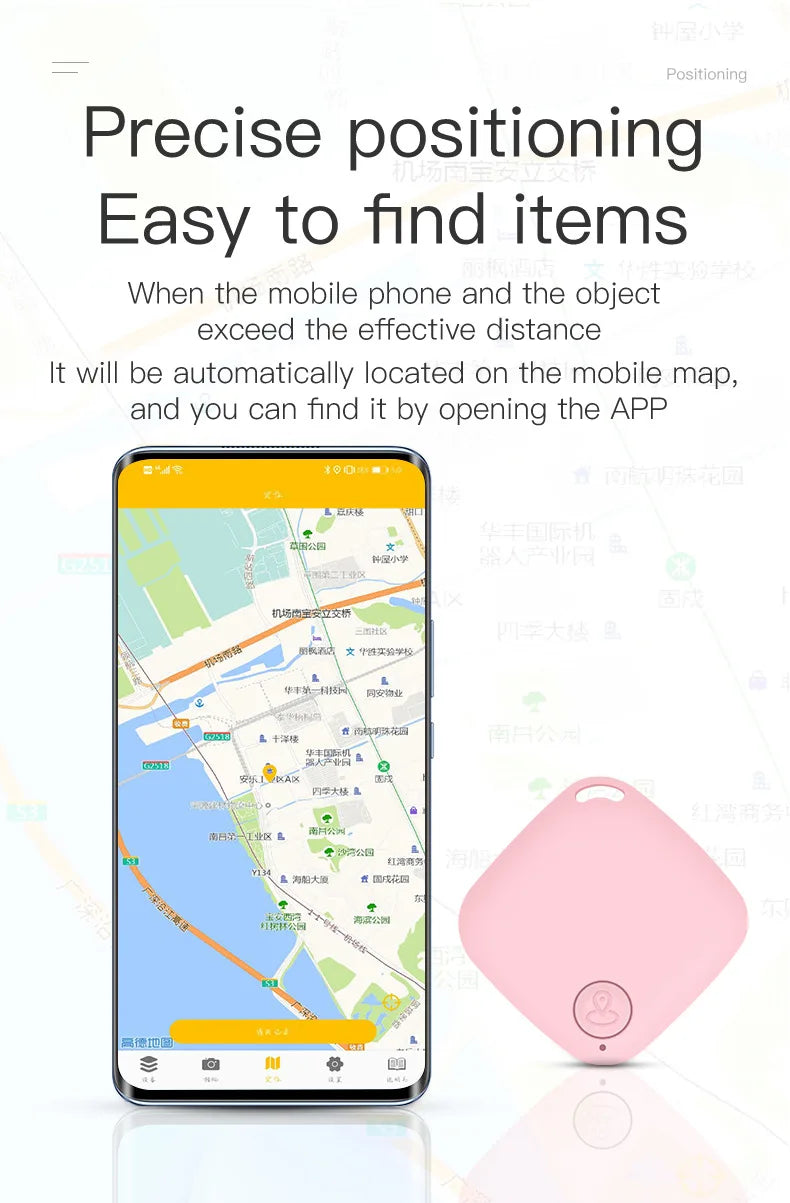 Smart Anti-Lost Bluetooth GPS Tracker Tag Compatible with Android & iOS Locator for Car Keys Pet Finding