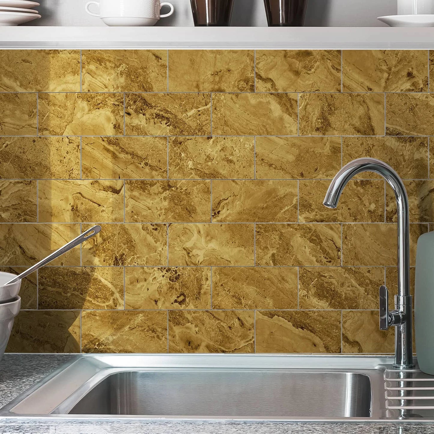 3x6 inch 24/48/96 marble tile stickers, self-adhesive wall stickers, suitable for kitchen and bathroom splash proof decoration