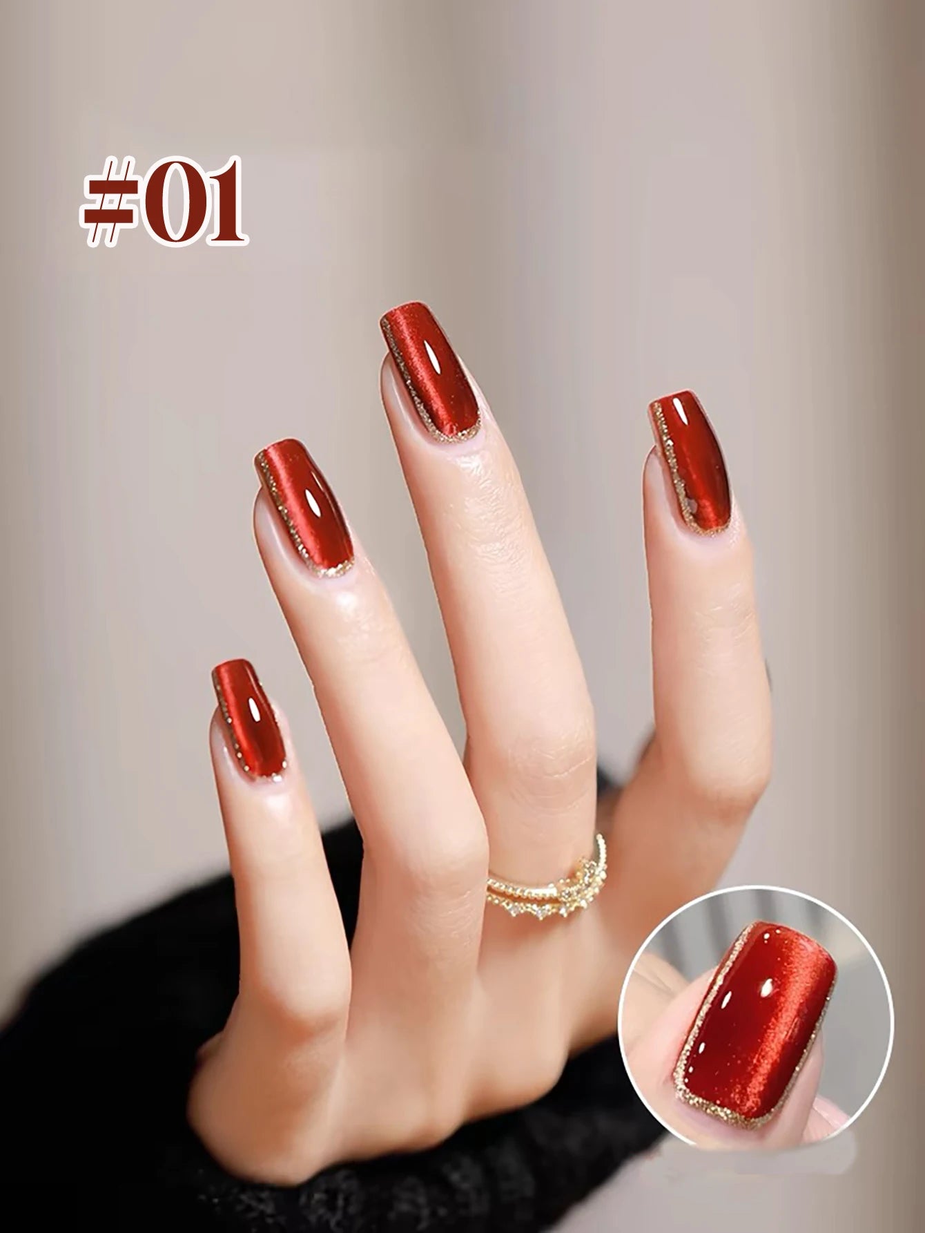 MIANEL 12ML Red Ocean Cat Eye Gel Nail Polish 2026 Top Selling Red Color Flash Glass Beads Cat Magnetic Gel Red Nails 1-9pcs