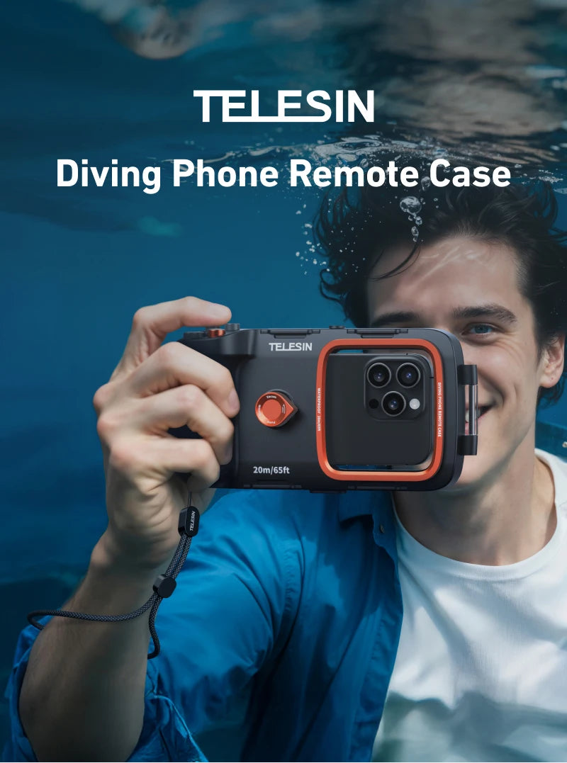 TELESIN Diving Waterproof Phone Case Universal Phone Camera Shoot Hand Grip Holder Shooting Aid Remote Control Handle