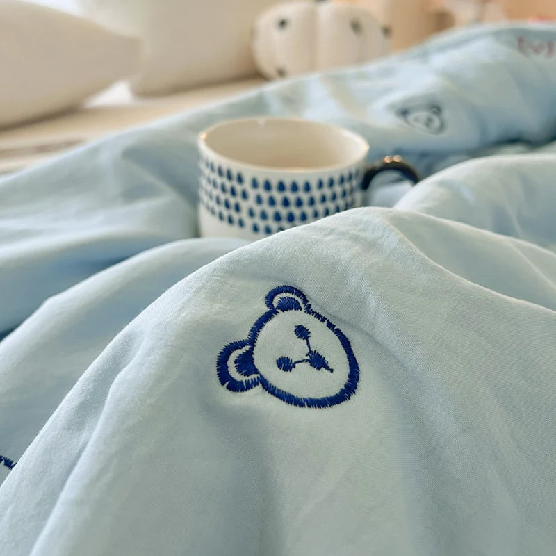 2025 New Embroidered, washed cotton, summer quilt, air-conditioned, skin friendly, breathable, machine washable bedding