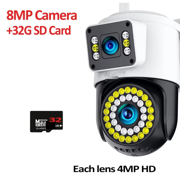 Smart Home WiFi Camera 6K Three Screen Security Camera Outdoor Security Protection Auto Tracking Camara 4K Yoosee CCTV Camera