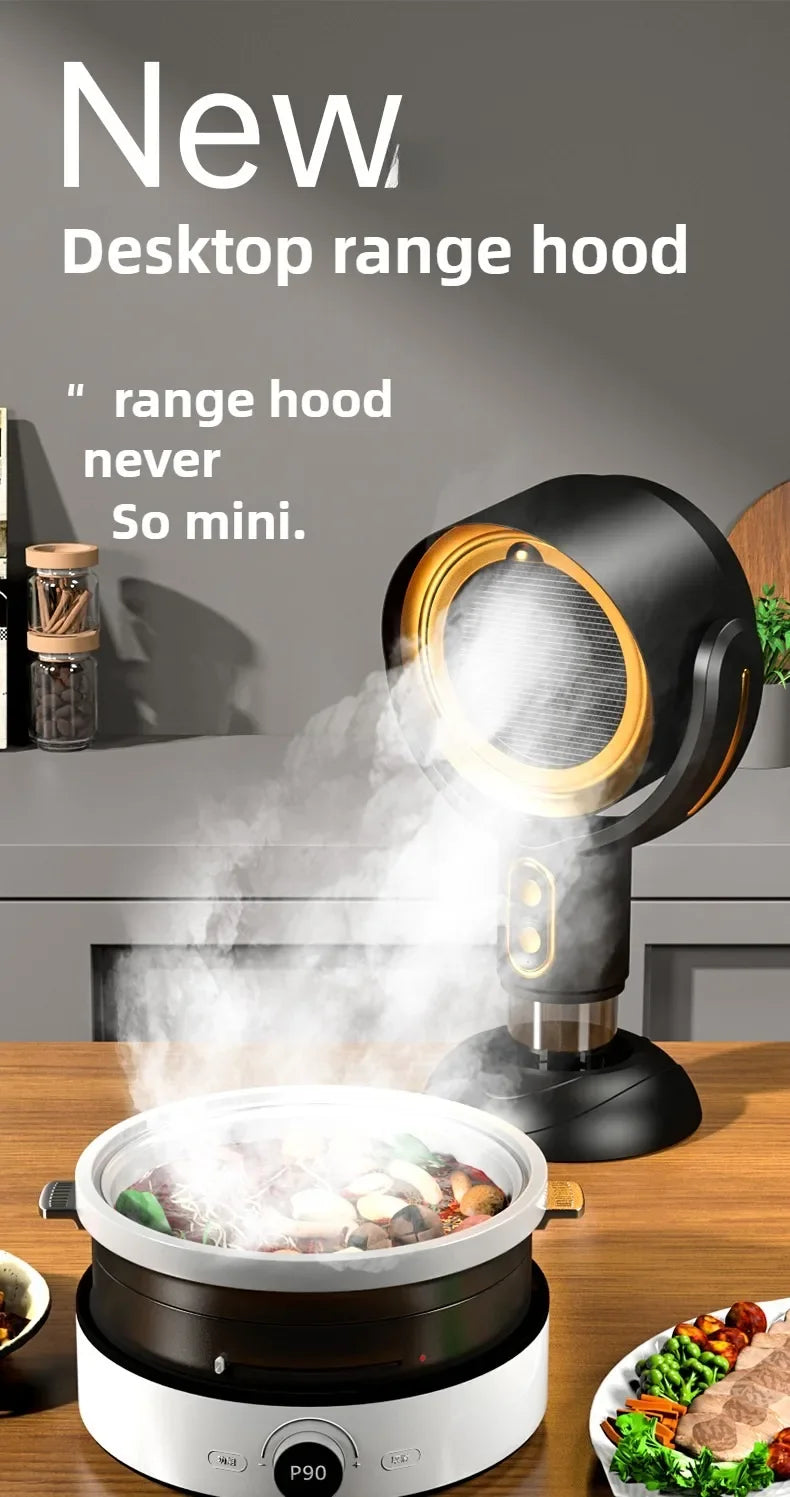 Small desktop range hood, portable charging, deodorization, air filtration, smoking machine, barbecue, hotpot companion.