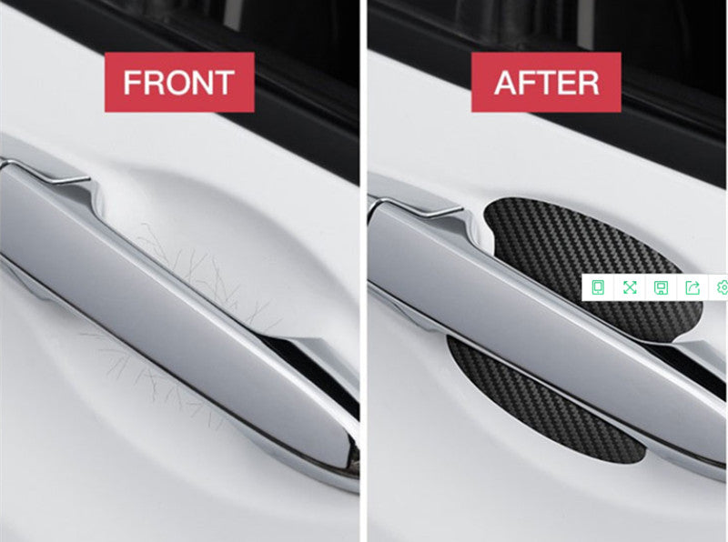 4 Pieces of Car Door Handle Protective Film, Carbon Fiber Stickers, Scratch Resistant Covers, Exterior Accessories,