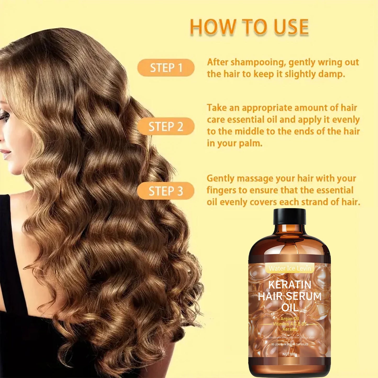 Hair Care Essential Oil, Repairs Hair Roots, Fills Cuticles and Pores, Deeply Nourishes and Locks in Moisture, Moisturizes Dry Hair