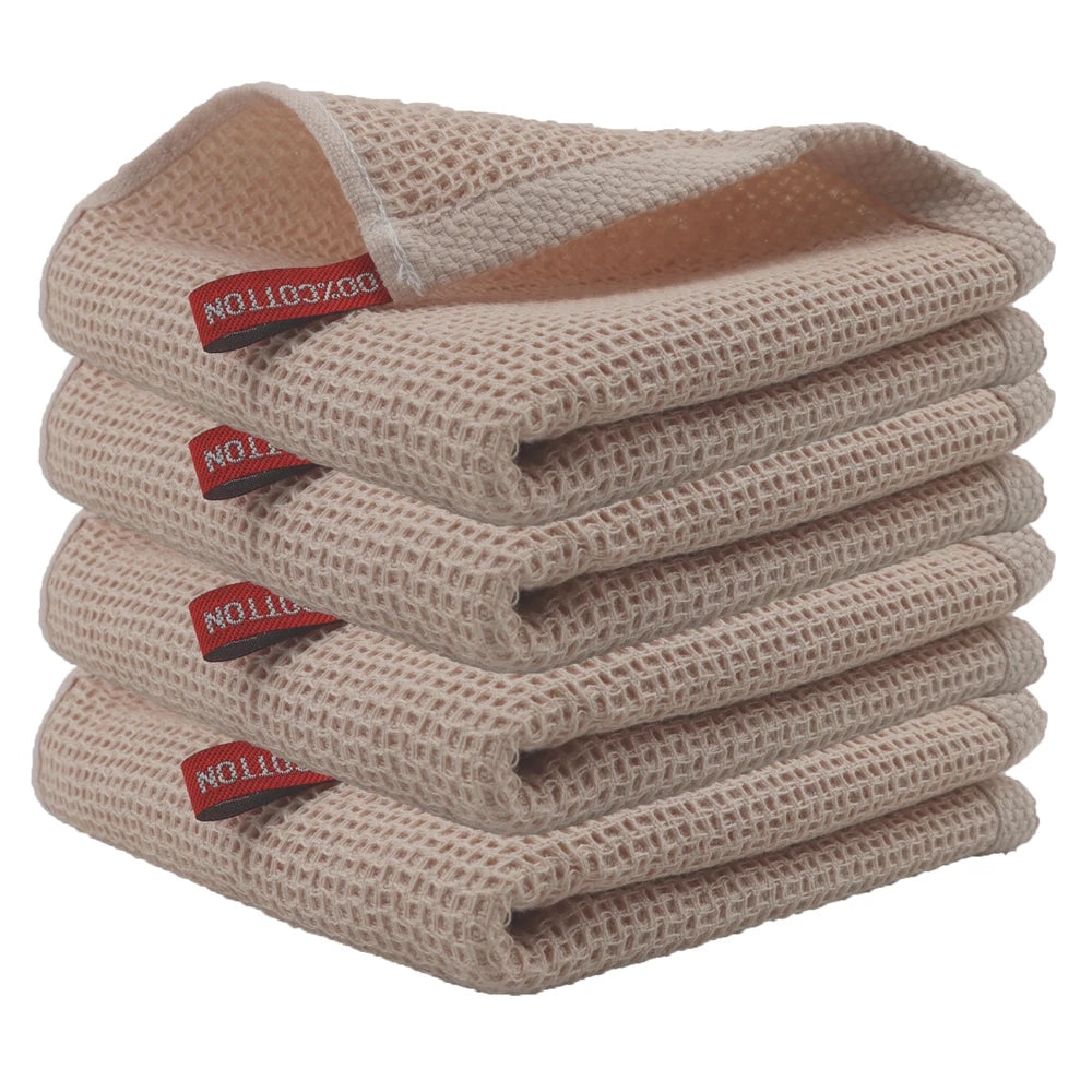 4Pcs Cotton Kitchen Towel Ultra Soft Magic Cleaning Cloth Absorbent Cleaning Rags Thickened Wipe Cloths Dishcloth
