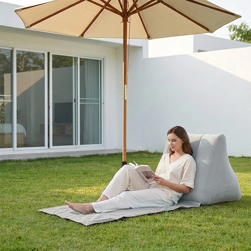 Inflatable Soft Beach Pillow Wedge Mat PVC Foldable Flocking Travel Portable Back Support Triangle Cushion Leisure Lounger