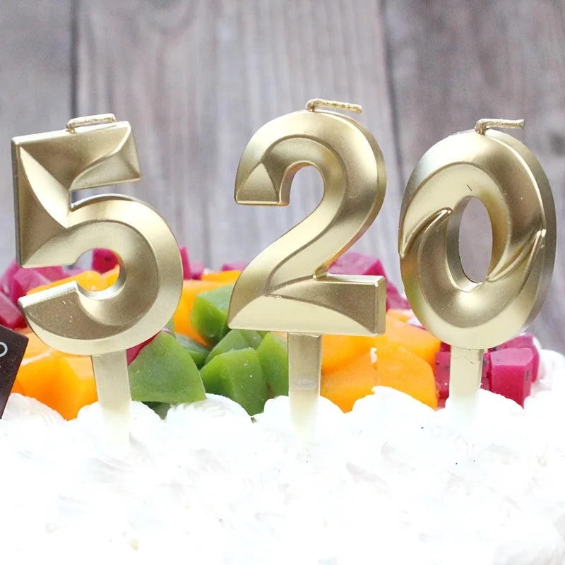 Creative Gold Diamond Number Candle Large 3D Birthday Cake Topper Decoration Party Supplies Anniversary Celebration Age Candle