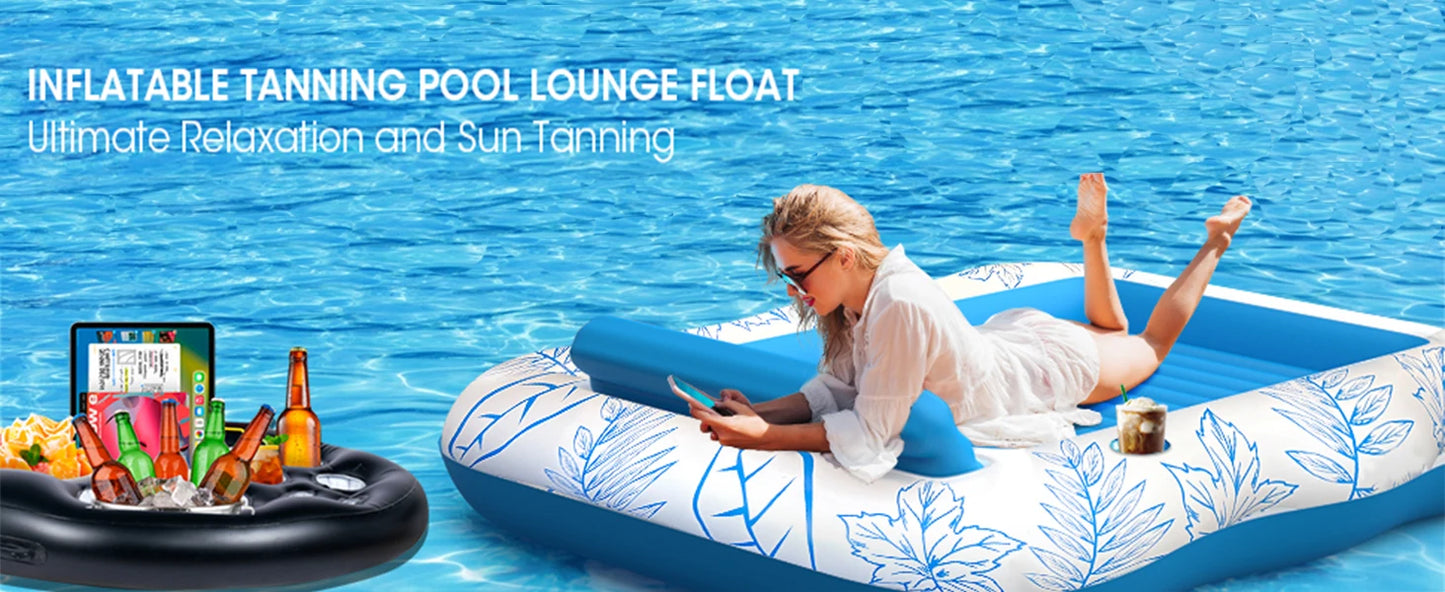 Extra Thick Oversized Pool Floating Sun Lounger, Comfortable Buoyant Sunbathing Mat for Swimming Pool, Beach, Lawn Outdoor
