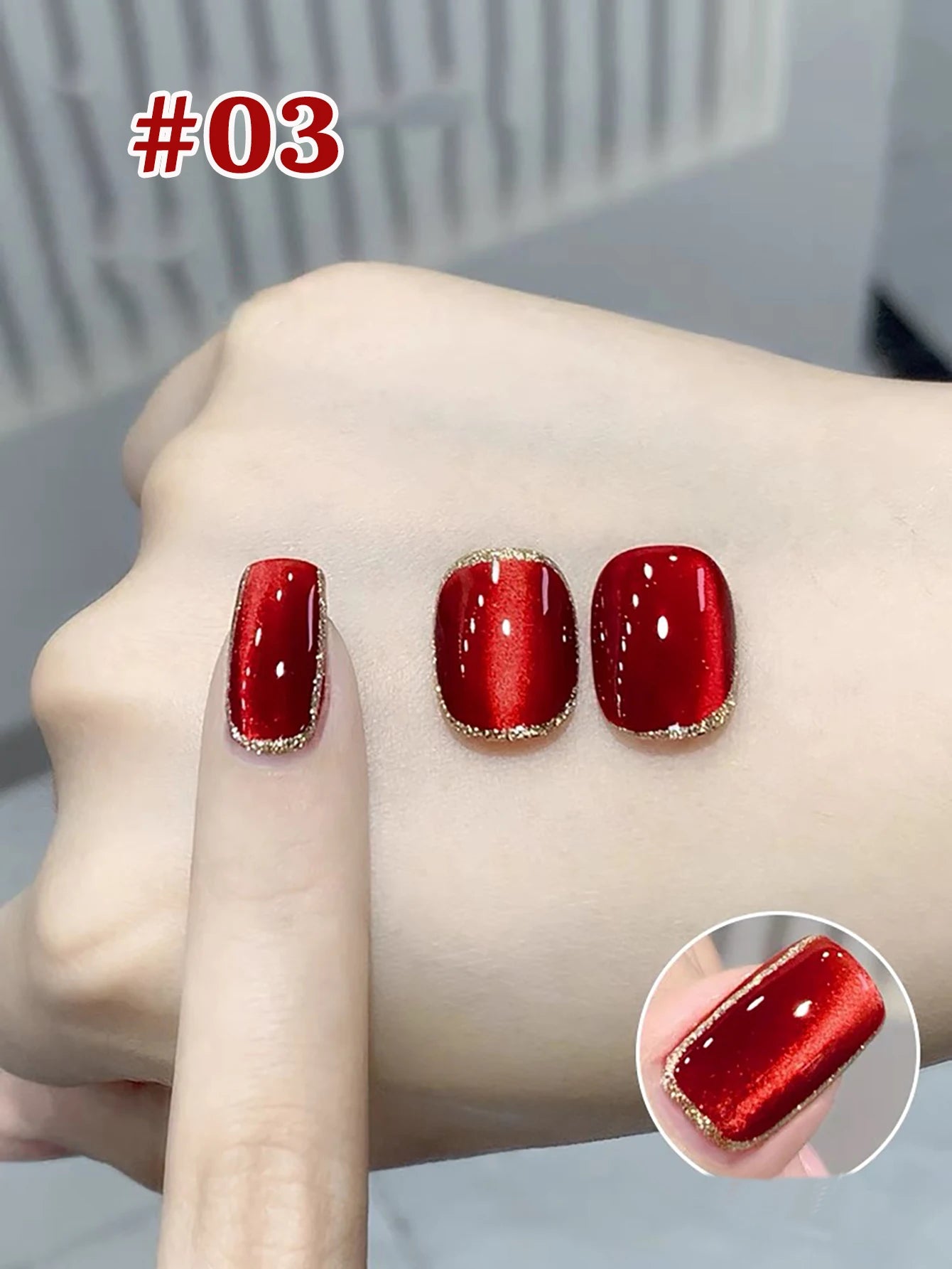 MIANEL 12ML Red Ocean Cat Eye Gel Nail Polish 2026 Top Selling Red Color Flash Glass Beads Cat Magnetic Gel Red Nails 1-9pcs