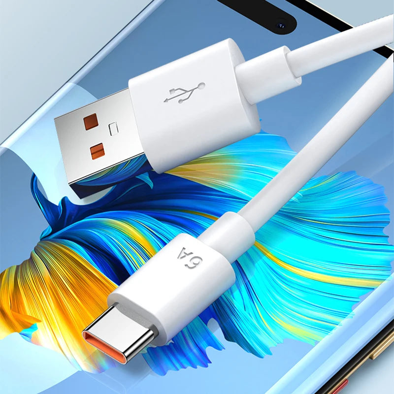 6A 66W Super Fast Charger Type C Cable for Huawei Mate 40 50 60 P50 P60 Nova 8 9 10 Honor 50 70 90 100 200 Lite X7 X8 X9 Magic 5