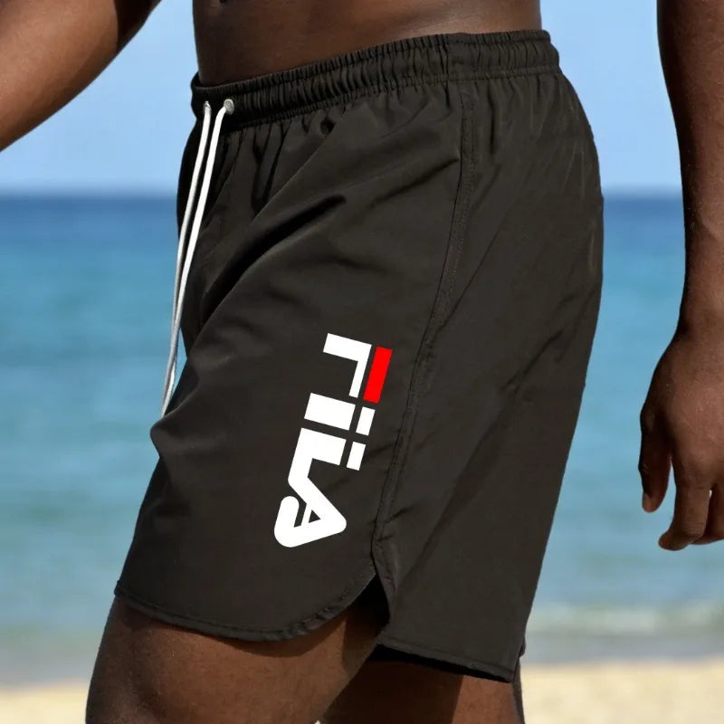 Men's Quick-Dry Beach Pants with Fashion Print, Comfortable Loose-Fit Surfing and Swimming Shorts