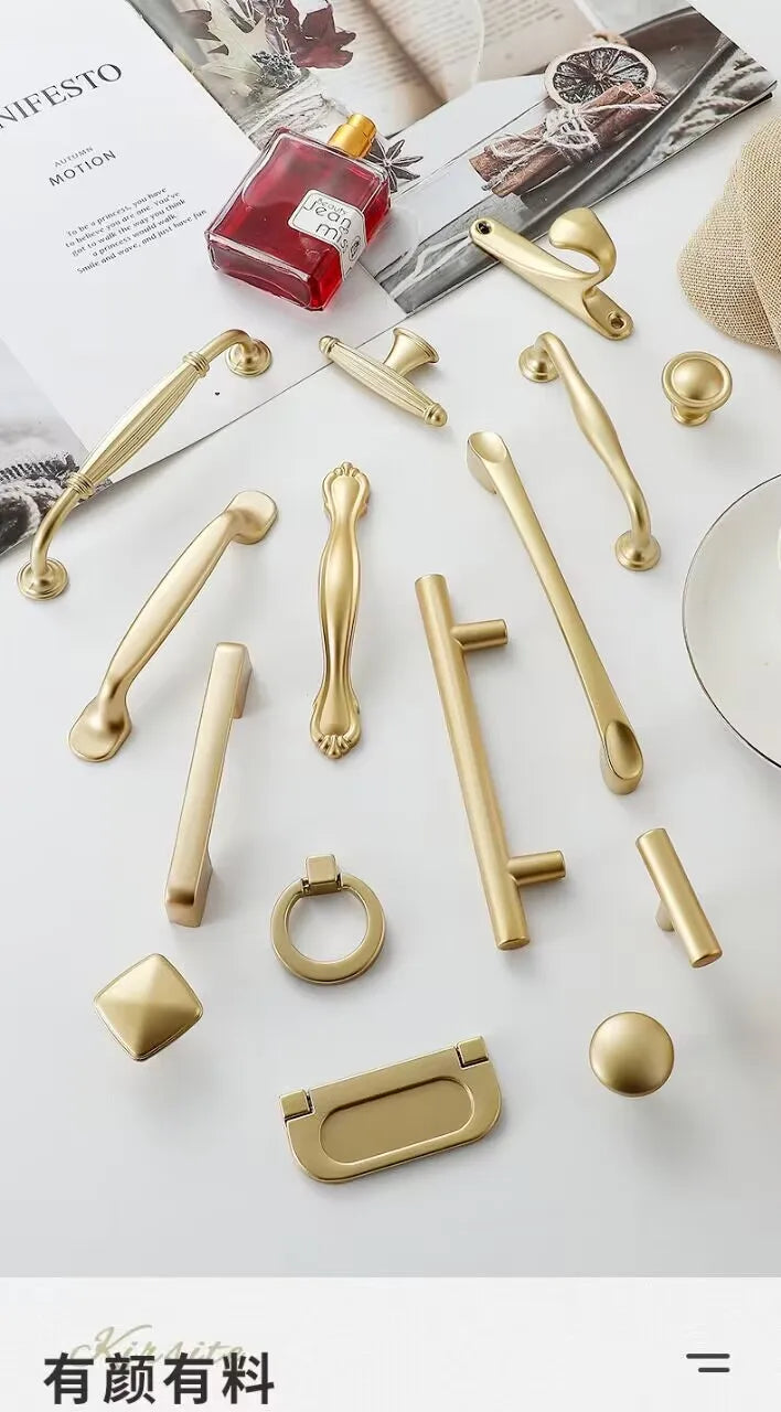 Handles Drawer Cabinet Furniture Kitchen Handles for Cabinet Knob Door Drawer Furniture Kitchen Knob Golden Simplicity Hardware