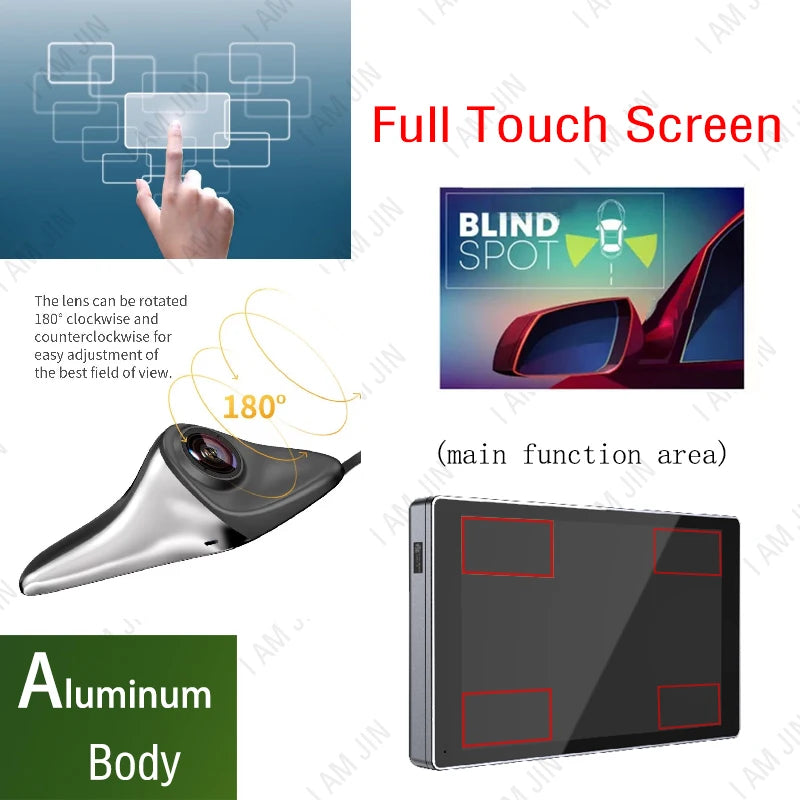 CMS Car Rear View Camera, Blind Spot Auxiliary Reversing System, Backup Side Camera Screen, IP68 Waterproof AHD Smart Monitor