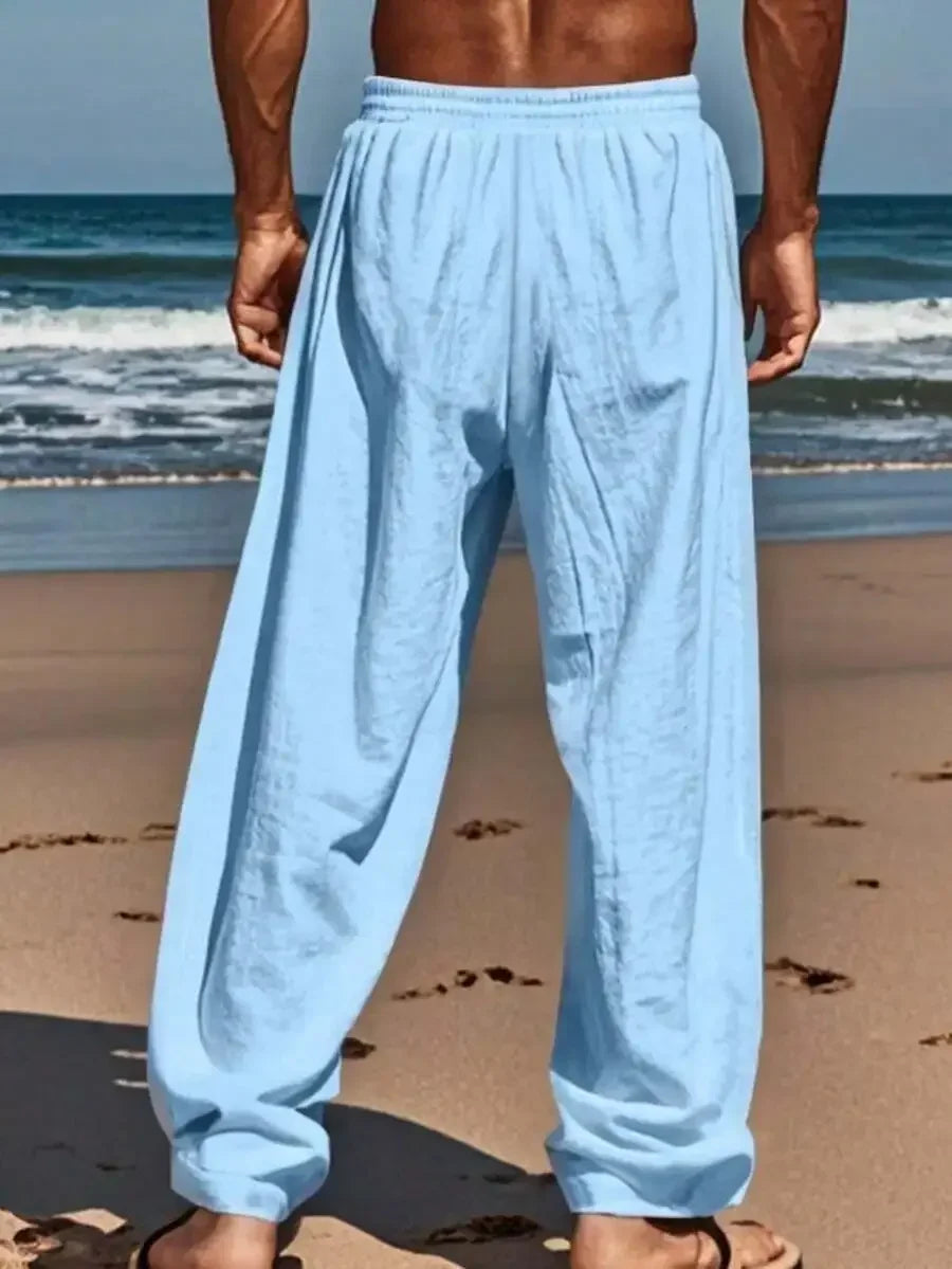 Men's Linen Wide Leg Casual Pants Are Loose Fitting, Breathable And Comfortable, Suitable For All Seasons And Versatile